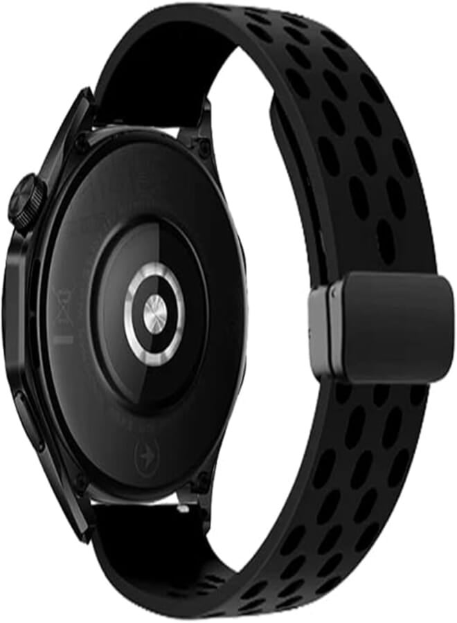NESLIN No Gap Band Compatible with Huawei Watch GT4 46mm/Watch 4/4 Pro 46mm/GT3/GT3 Pro/GT2 Pro/GT2 46mm/GT RunnerWatch 3/3 Pro, Breathable Silicone Magnetic Band for Huawei Watch GT4 46mm (Black)